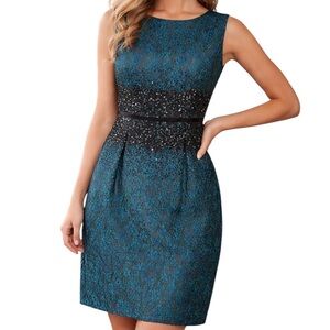 Sachin & Babi Dana Jaquard Floral Quilted Embelished Cocktail Silk Dress